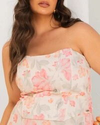 Conjunto Plus Size Corpete Tomara que Caia e Saia 3 Marias — Estampa Floral | Divas Voga