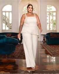 Conjunto Tomara que Caia e Pantalona Plus Size