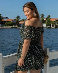 Vestido Curto Plus Size Ciganinha Amarril