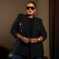 Blazer Alfaiataria Alongado Forrado Plus Size
