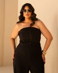 Macacão Plus Size Tomara que Caia Pesponto