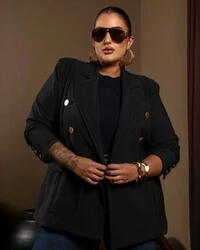 Blazer Alfaiataria Alongado Forrado Plus Size