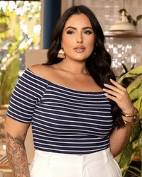 Blusa Plus Size Cigana Nautica Listrada