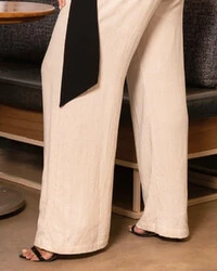 Calça Plus Size Pantalona de Linho Elastico Cintura | Tellos Store