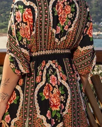 Vestido Plus Size Curto Tipo Kafta