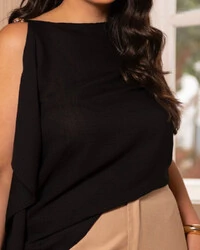 Blusa Plus Size Lenço com Detalhe Ombro | Divas Voga