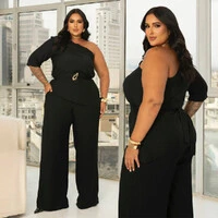 Conjunto Plus Size Calça Pantalona e Blusa Assimetrica