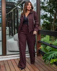 Conjunto Plus Size Calça e Jaqueta Bomber