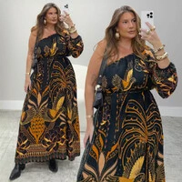 Vestido Longo Plus Size Manga Longa Nula
