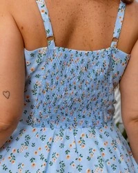 Conjunto Plus Size Blusa Amarração e Saia Babados