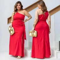 Vestido Plus Size Ombro Só Manga Fivela