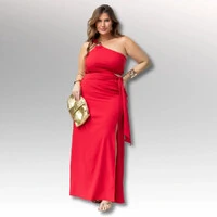 Vestido Plus Size Ombro Só Manga Fivela