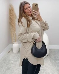Camisa Plus Size Alongada Botões Lateral