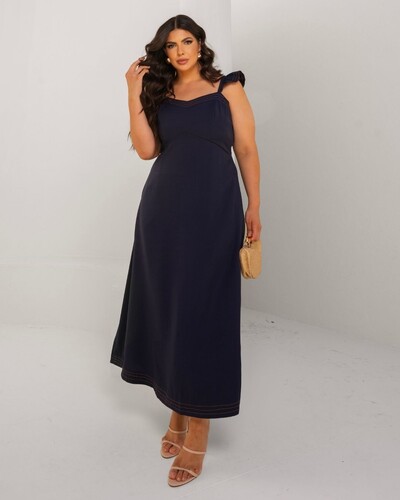 Foto Vestido Midi Plus Size Pespontado