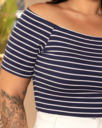 Foto Blusa Plus Size Cigana Nautica Listrada