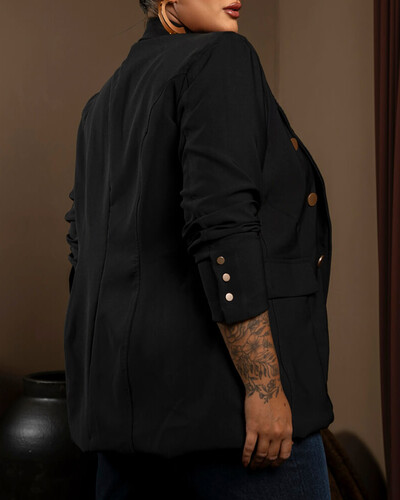 Foto Blazer Alfaiataria Alongado Forrado Plus Size