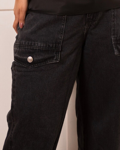 Foto Calça Plus Size Jeans Wide Leg Bolsos | Divas Voga
