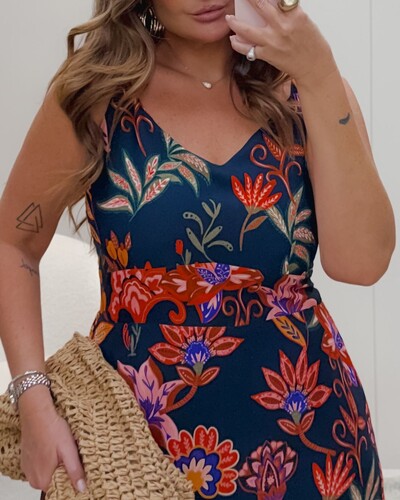 Foto Vestido Longo Plus Size Elastex Alcinha Bromelia