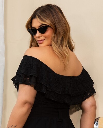 Foto Blusa Ciganinha Plus Size Renda