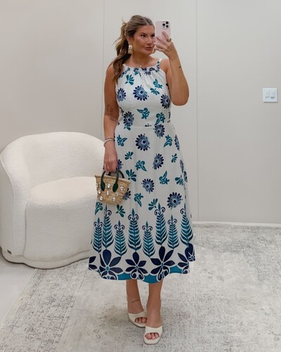 Foto Vestido Midi Plus Size Gola Halter Begonia