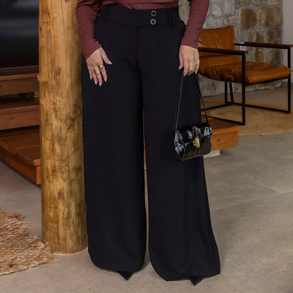 Calça Plus Size Pantalona 2 Botões