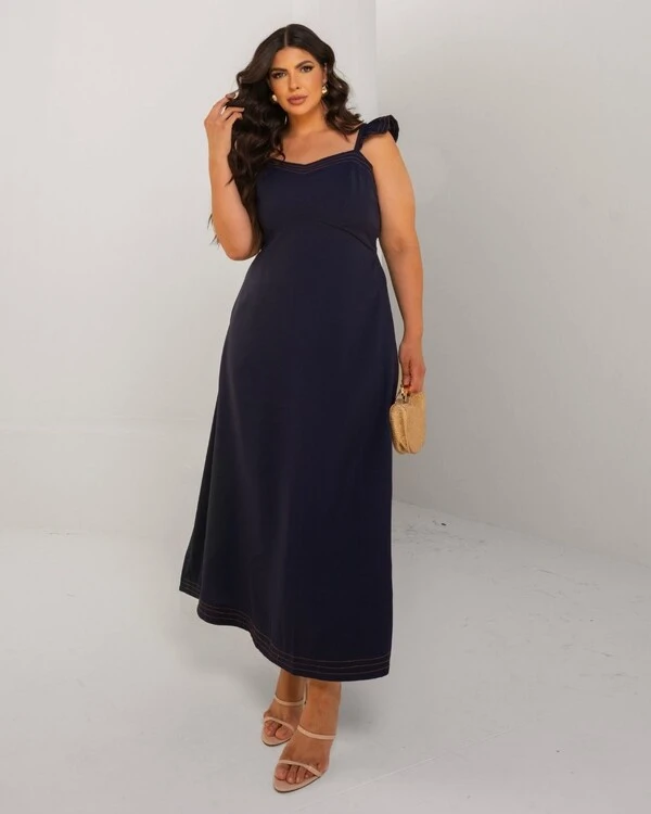Vestido Midi Plus Size Pespontado