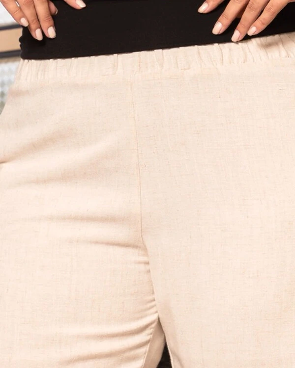 Calça Plus Size Pantalona de Linho Elastico Cintura | Tellos Store