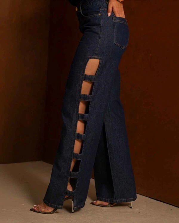 Calça WideLeg Plus Size Recorte Lateral