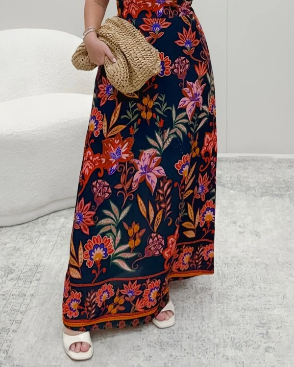Vestido Longo Plus Size Elastex Alcinha Bromelia