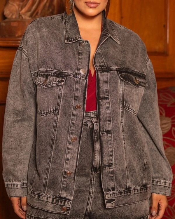 Jaqueta Jeans Plus Over Size