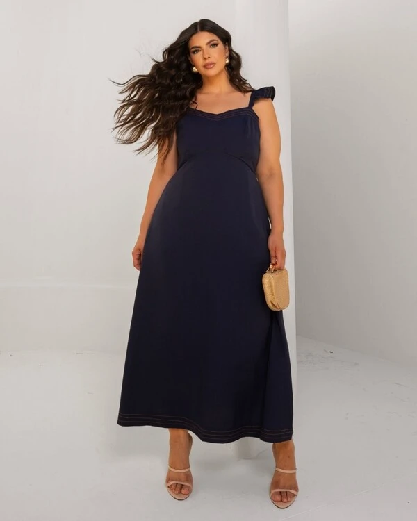 Vestido Midi Plus Size Pespontado