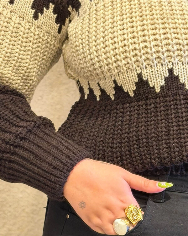 Blusa Tricot Bicolor