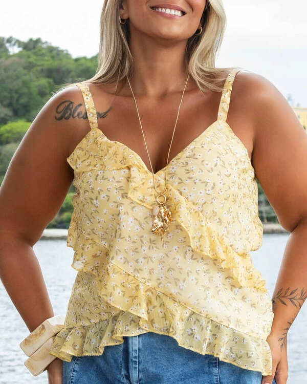 Blusa Alça Decote Transpassado Plus Size