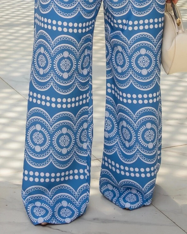 Calça Plus Size Pantalona Estampada | Maria Francia