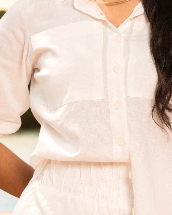 Camisa Plus Size Alongada com Elastico na Manga