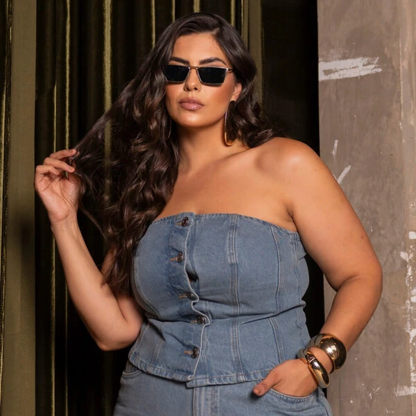 Corpete Tomara que Caia Jeans Botões
