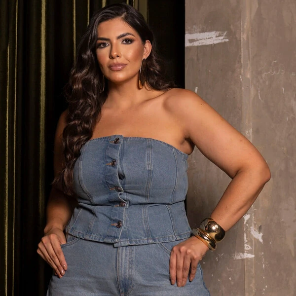 Corpete Tomara que Caia Jeans Botões