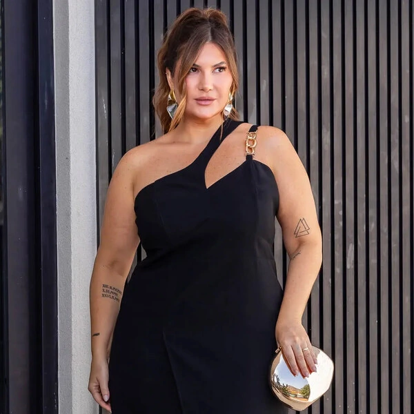 Vestido Midi Alça Corrente Plus Size