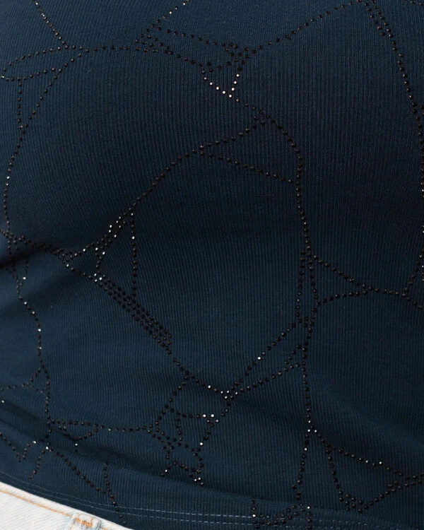Blusa Plus Size Canelada com Brilhos