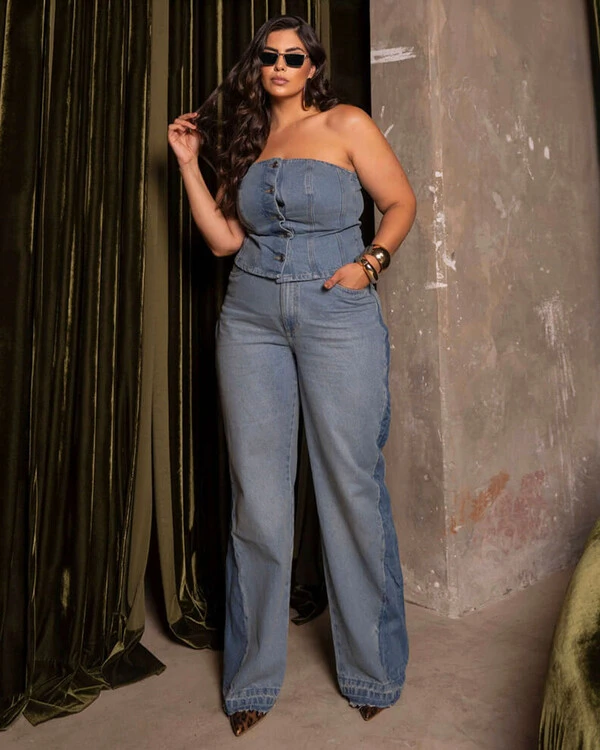 Calça Jeans WideLeg Plus Size