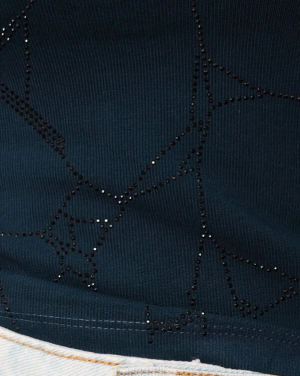 Blusa Plus Size Canelada com Brilhos