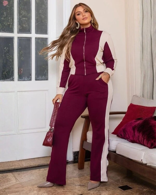 Conjunto Bomber e Calça Moletinho Plus Size
