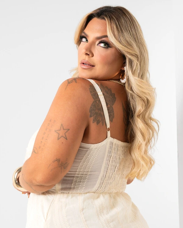 Vestido Longo Plus Size Algodão Bordado