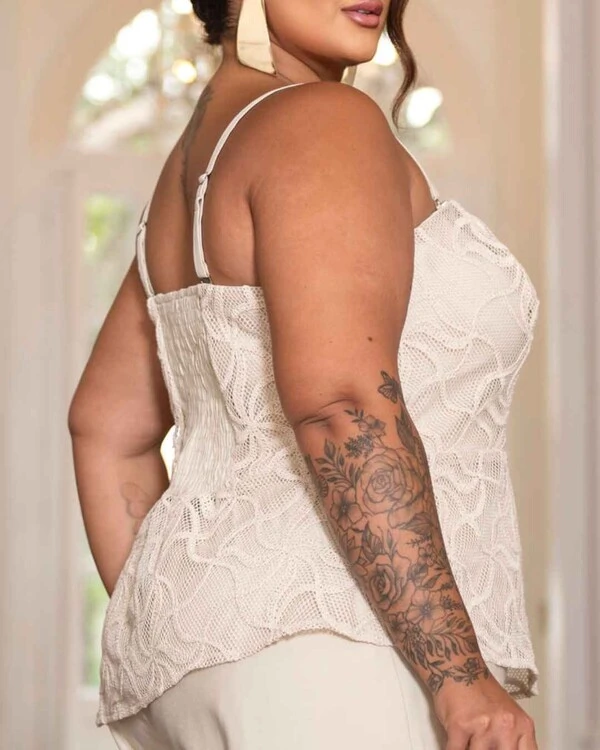 Conjunto Tomara que Caia e Pantalona Plus Size