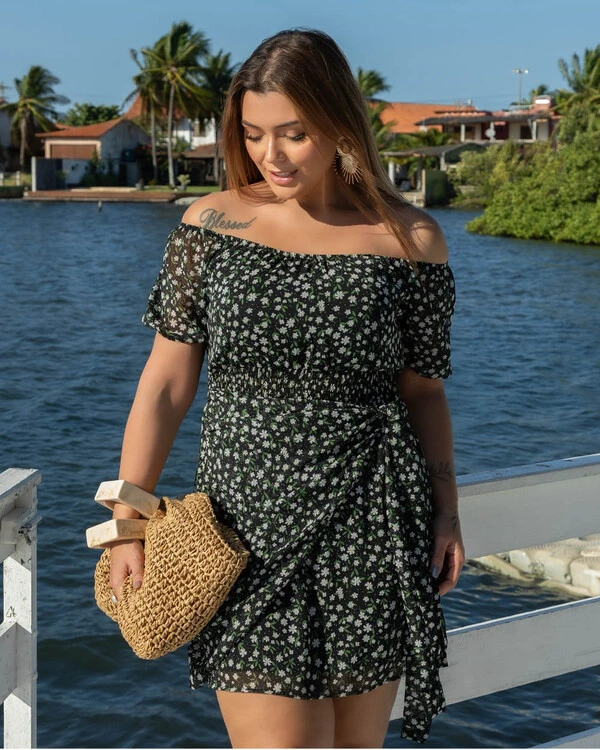 Vestido Curto Plus Size Ciganinha Amarril