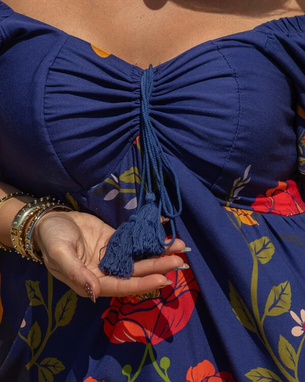 Vestido Plus Size Longo Cigana com Amarril Busto
