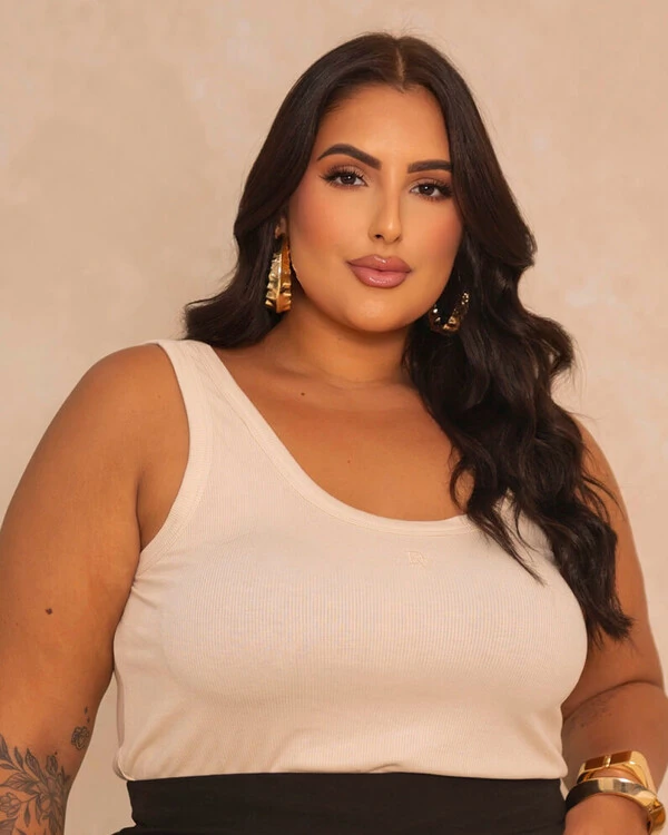 Blusa Regata Plus Size Canelada