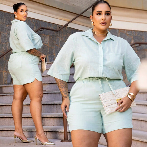 Conjunto Plus Size Short e Camisa