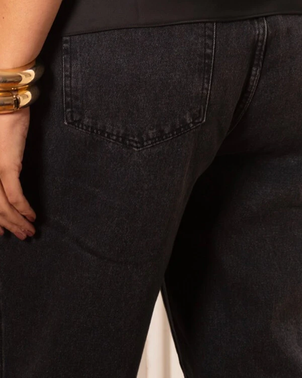 Calça Plus Size Jeans Wide Leg Bolsos | Divas Voga