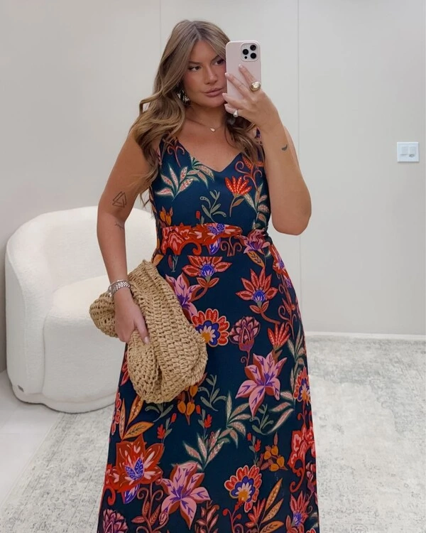 Vestido Longo Plus Size Elastex Alcinha Bromelia